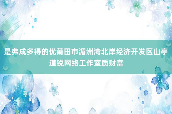 是弗成多得的优莆田市湄洲湾北岸经济开发区山亭道锐网络工作室质财富